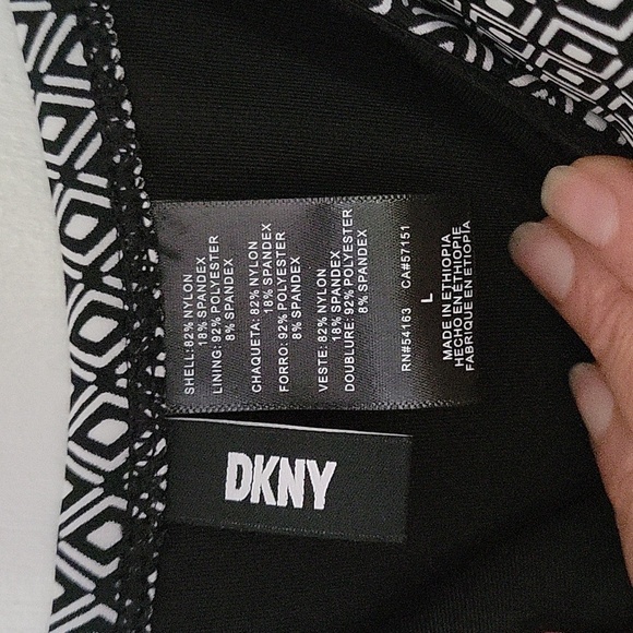 DKNY swimsuit one piece black white tommy control slimming geometric Design Sz.L - Picture 5 of 16